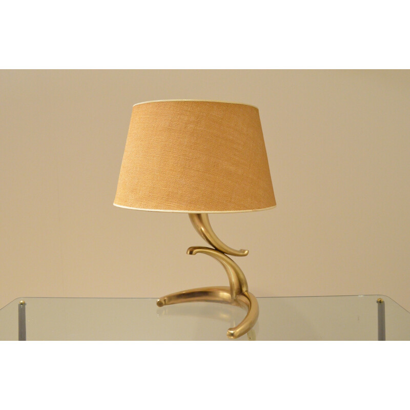 Lampe de table en laiton et tissu - 1960