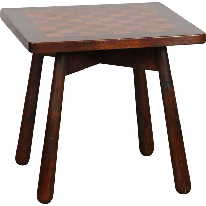 Table de jeux vintage en chêne par Jan Vanek pour Krasna Jizba, 1940