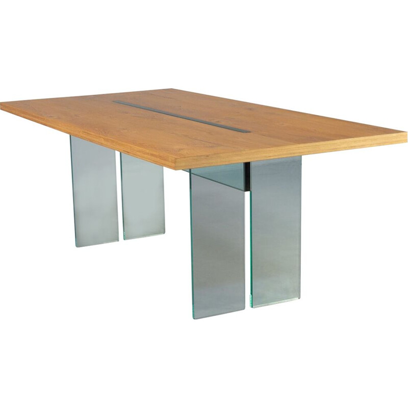 Vintage "Llt wood" dining table by Dante O. Benini and Luca Gonzo for Fiam