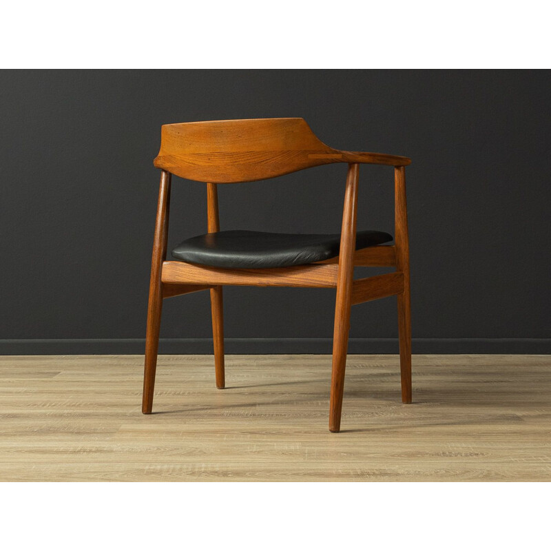 Vintage teak and leatherette armchair, Denmark 1960s