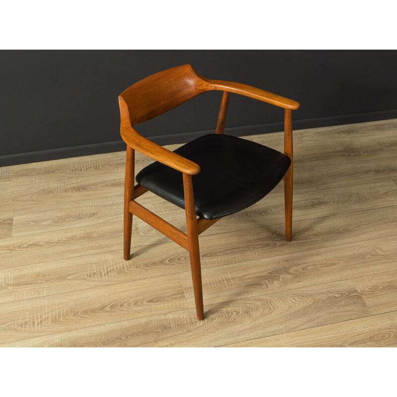 Vintage teak and leatherette armchair, Denmark 1960s