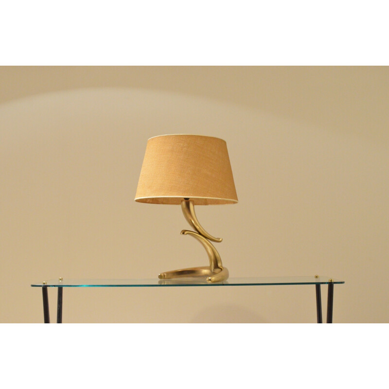 Lampe de table en laiton et tissu - 1960