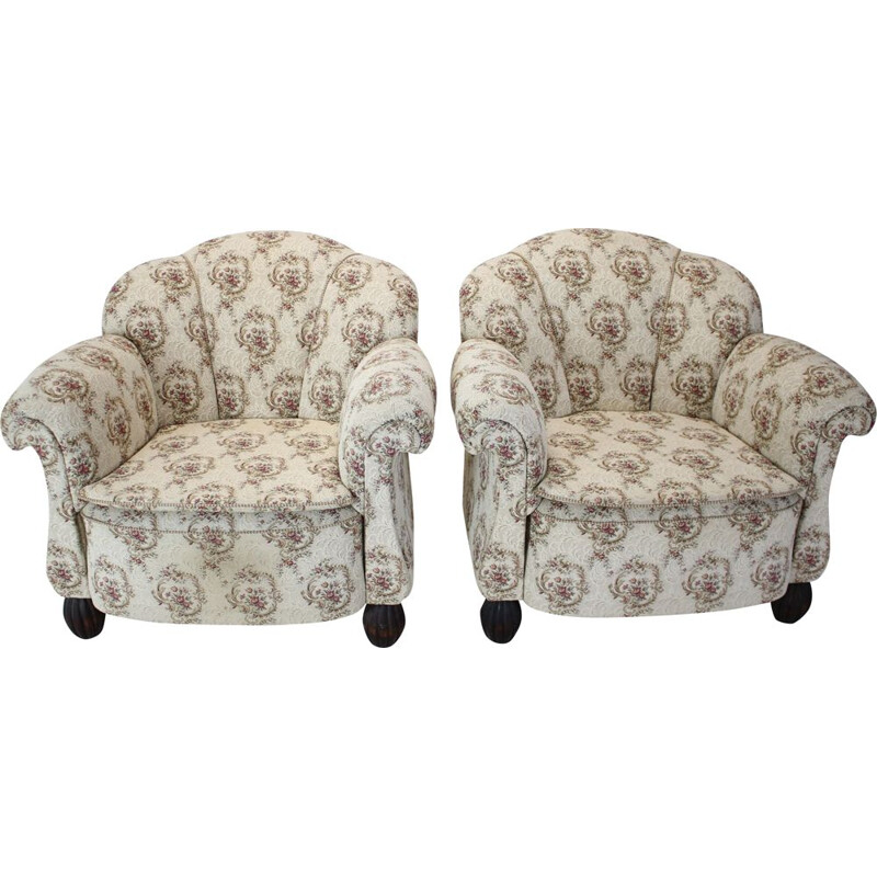 Pair of vintage Art Deco armchairs, Czechoslovakia 1930s