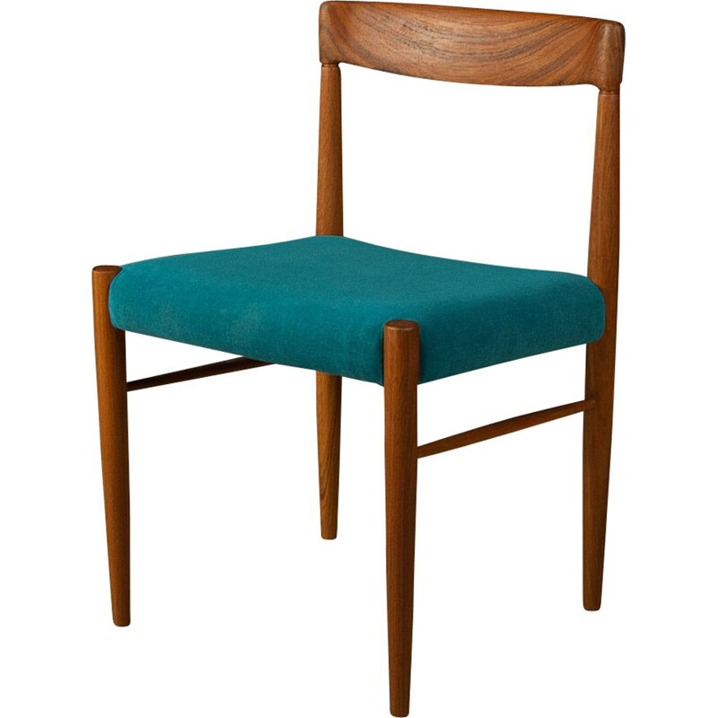 Pair of vintage teak and fabric dining chairs by H.W. Klein for Bramin, Denmark 1960s