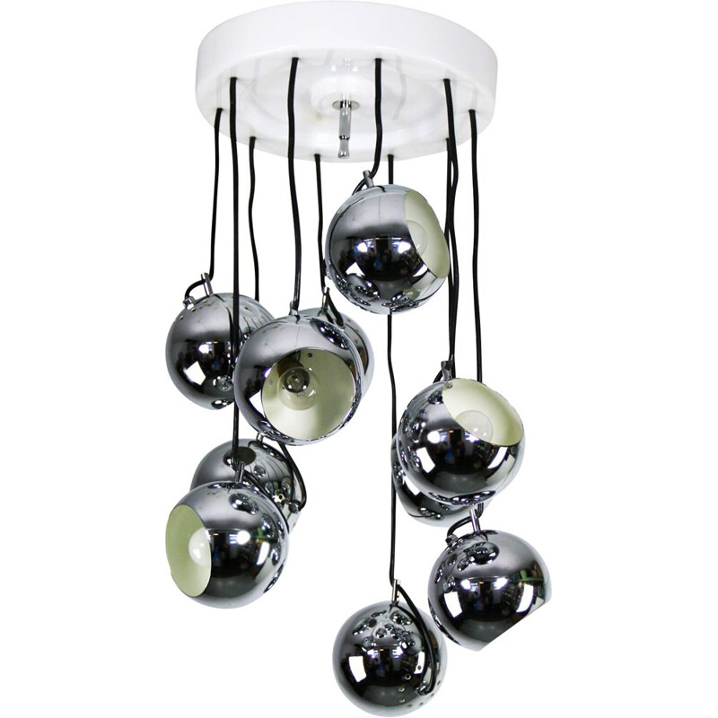 Vintage chrome waterfall chandelier by Guzzini for Meblo, Italy