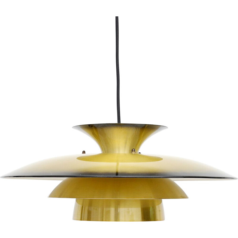 Vintage pendant lamp in golden brass, Denmark 1970s