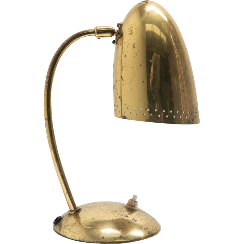 Vintage perforated brass table lamp by Christian Dell, 1950
