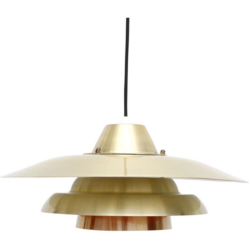 Vintage pendant lamp in golden brass, Denmark 1970s