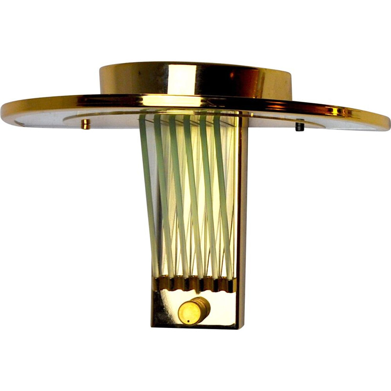 Vintage gilded metal wall lamp, Italy 1970