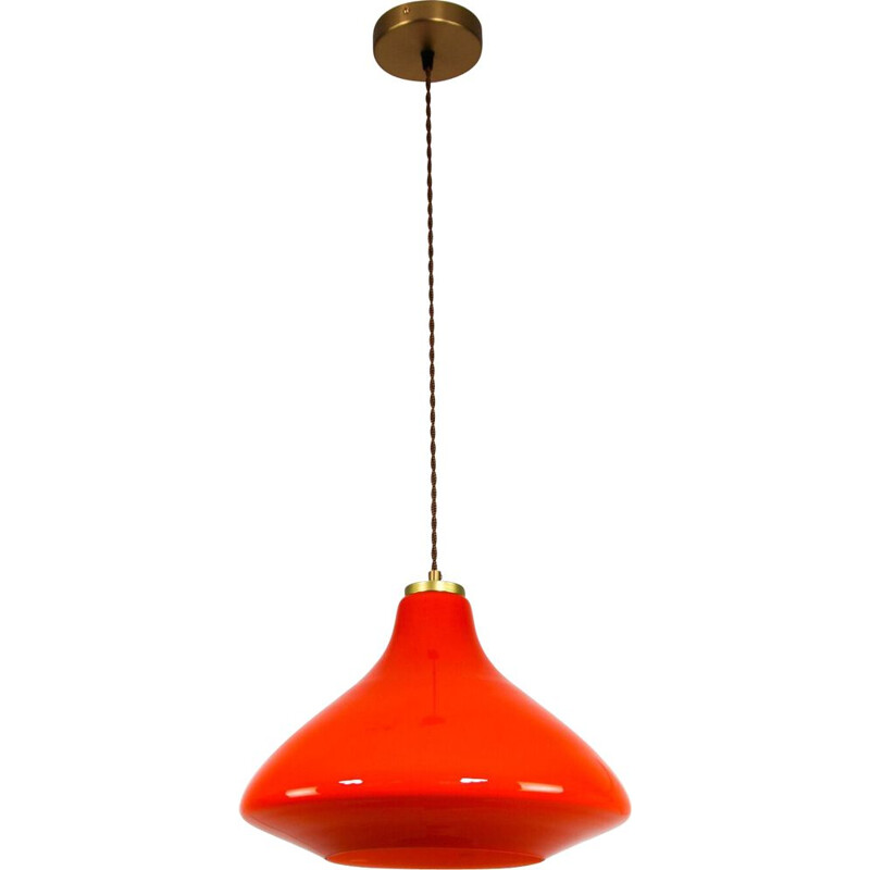 Vintage orange glass pendant lamp