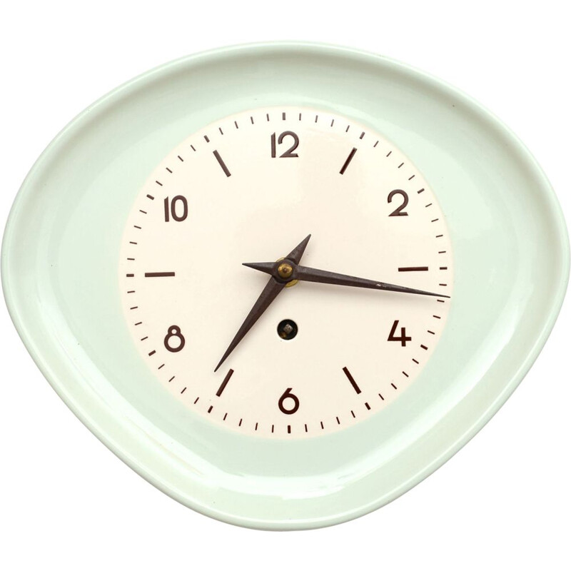 Vintage wall clock kitchen in mint colour, Germany 1950-1960s