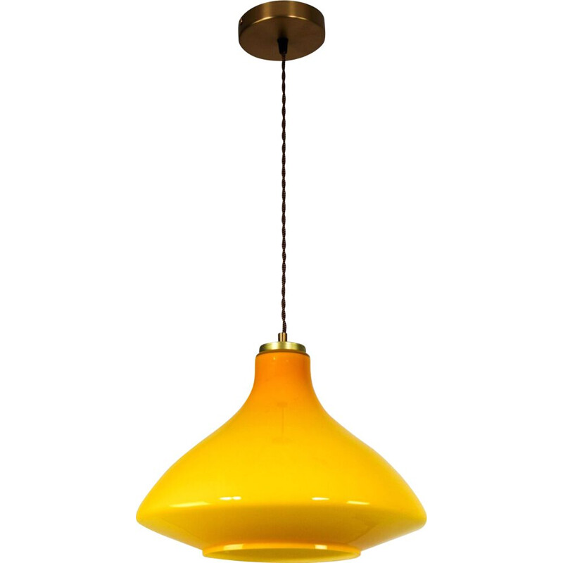 Lámpara colgante de cristal amarillo vintage