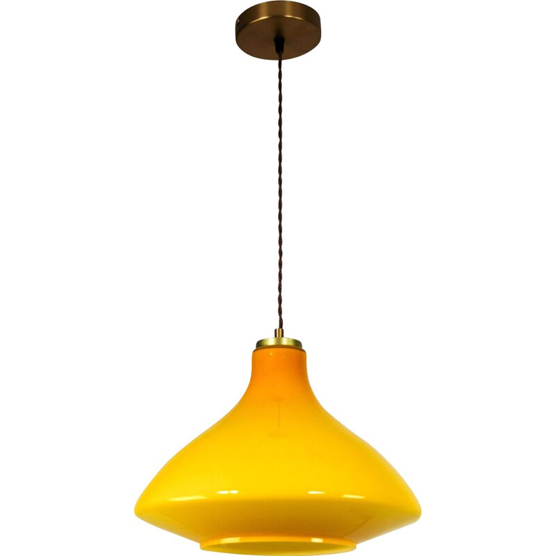 Vintage yellow glass pendant lamp