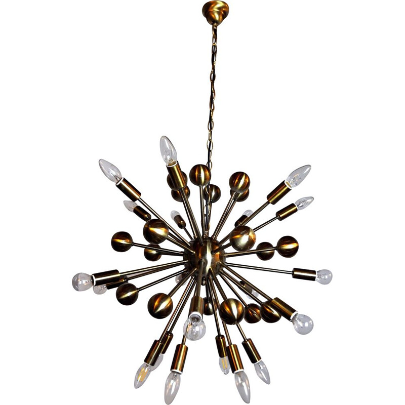 Vintage sputnik chandelier in gilded metal, 1990