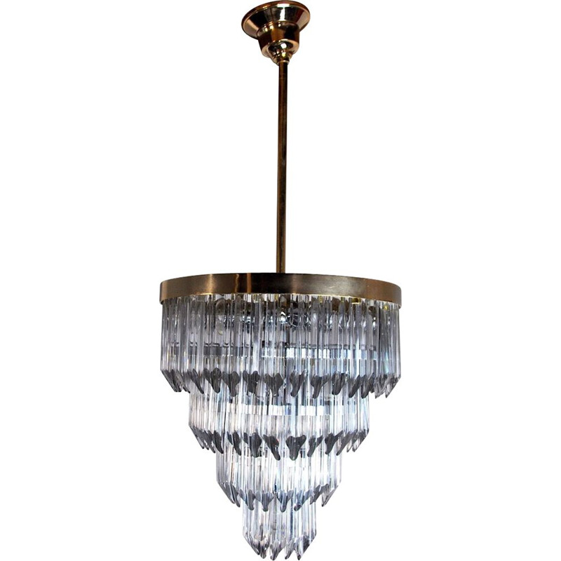 Vintage Venini chandelier with 4 levels in Murano glass, Italy 1970