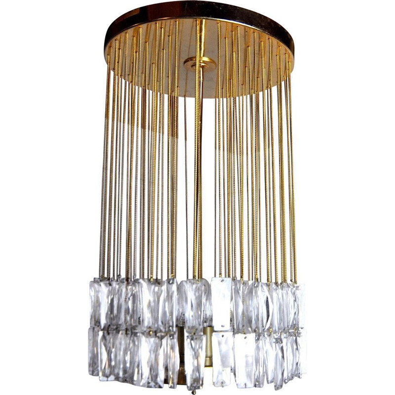 Vintage ceiling lamp in cut glass by Venini, Italy 1970