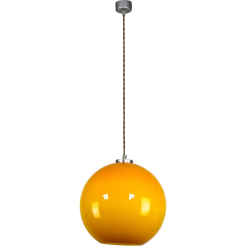 Suspension vintage en verre jaune