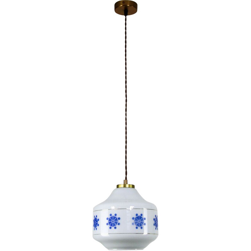 Vintage opaline glass pendant lamp