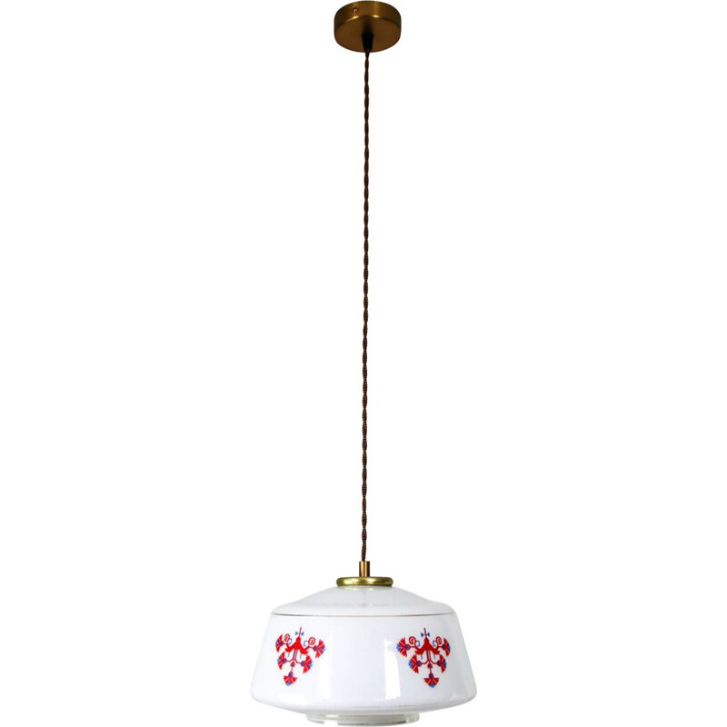 Vintage opaline glass pendant lamp