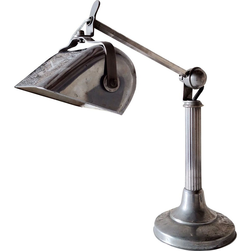Lámpara de escritorio Art Déco vintage de metal niquelado