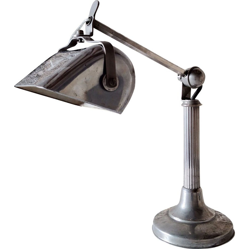 Vintage Art Deco bureaulamp in vernikkeld metaal