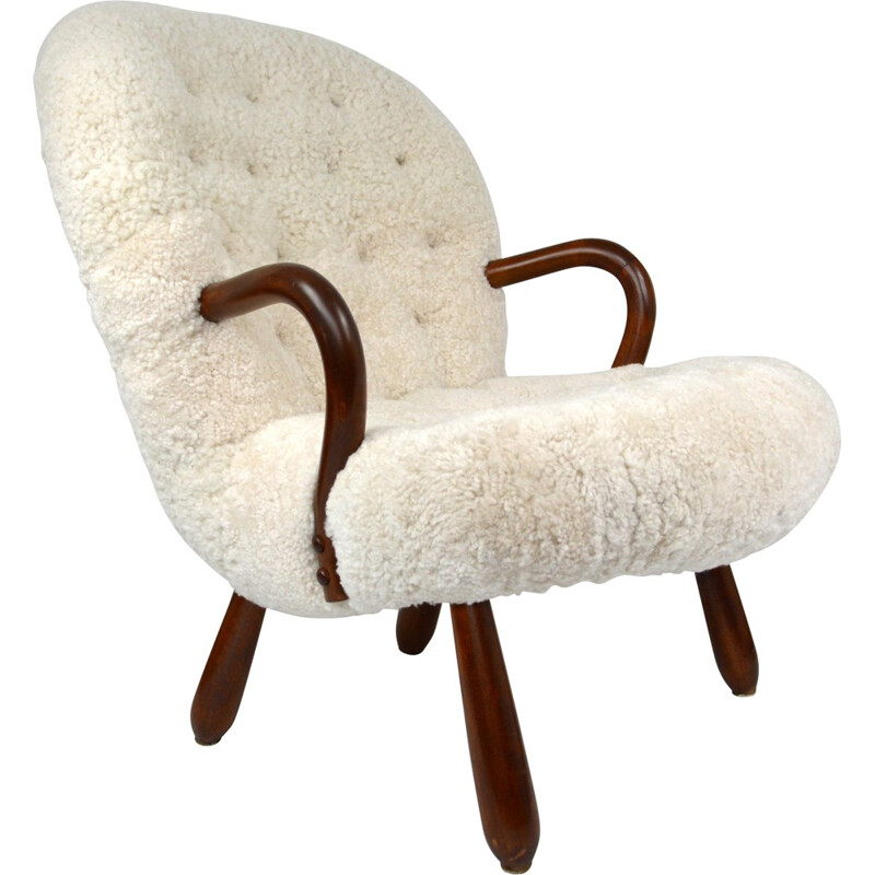 Re-upholstered Nordisk Staal "Clam" armchair, Philip ARCTANDER - 1940s FACTURE