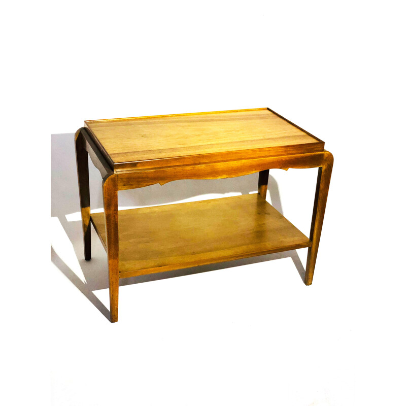 Vintage oakwood side table with double top