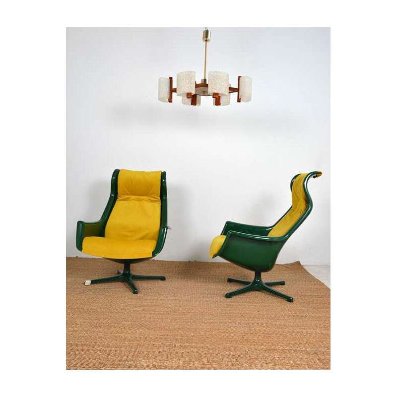 Pair of vintage "Space Age" swivel armchairs by Alf Svensson and Yngve Sandström for Dux, Sweden