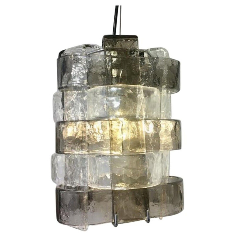 Lámpara de suspensión vintage de cristal de Murano de Carlo Nason, Italia 1960