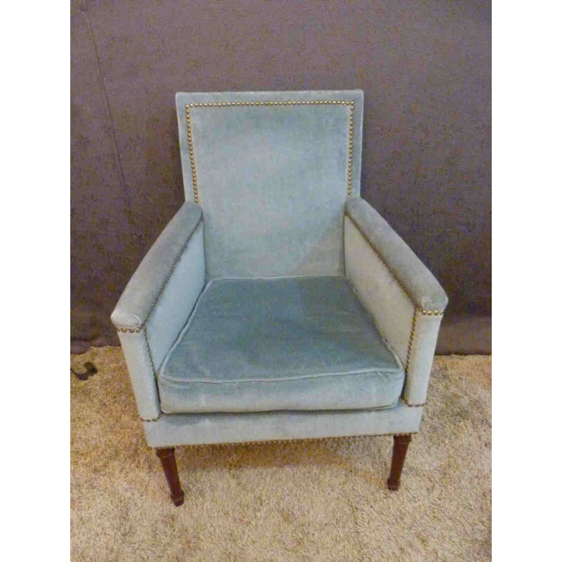 Armchair in blue velvet - 1950s