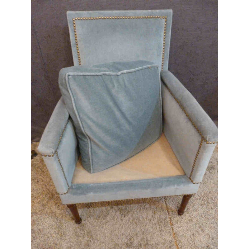 Armchair in blue velvet - 1950s