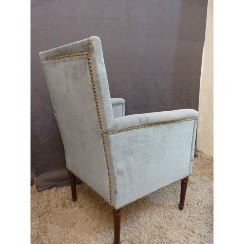 Fauteuil en velours bleu - 1950