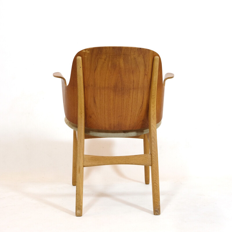 Vintage teak and velvet chair 107 by Hans Olsen for Bramin Møbler, 1957
