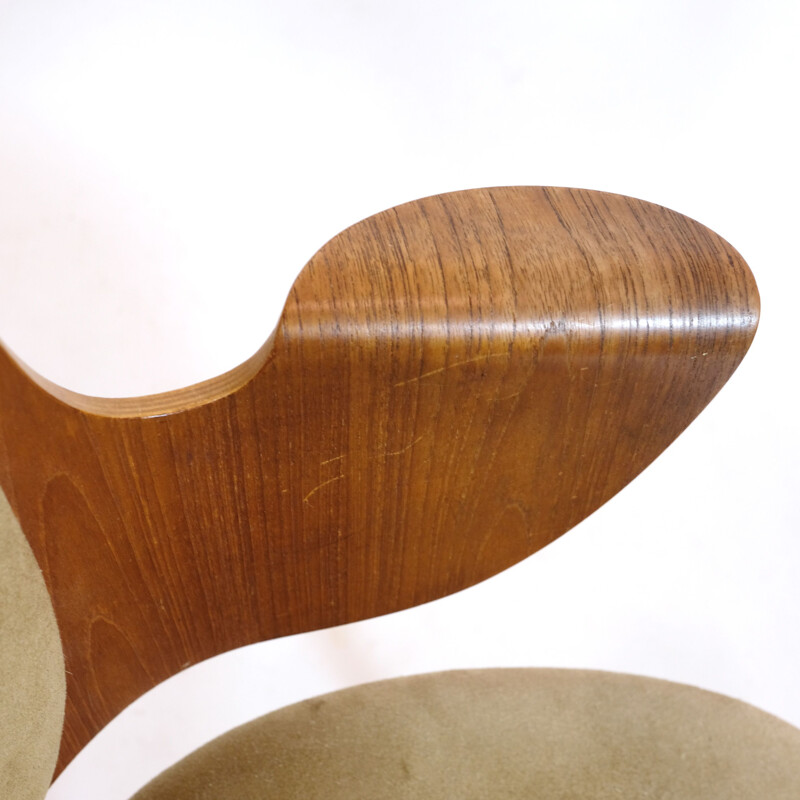 Vintage teak and velvet chair 107 by Hans Olsen for Bramin Møbler, 1957