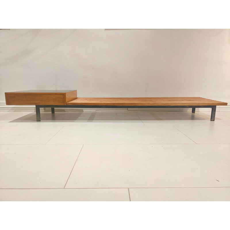 Vintage Cansado bench with drawers by Charlotte Perriand for Steph Simon, 1954