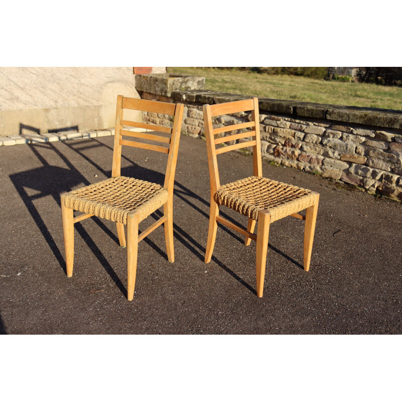 Pair of vintage chairs by Audoux Minet, 1950