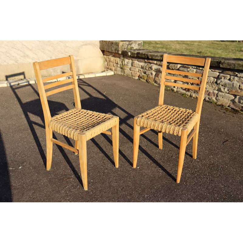 Pair of vintage chairs by Audoux Minet, 1950