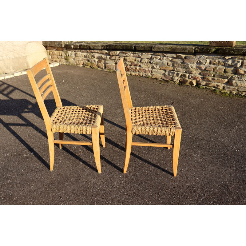 Pair of vintage chairs by Audoux Minet, 1950