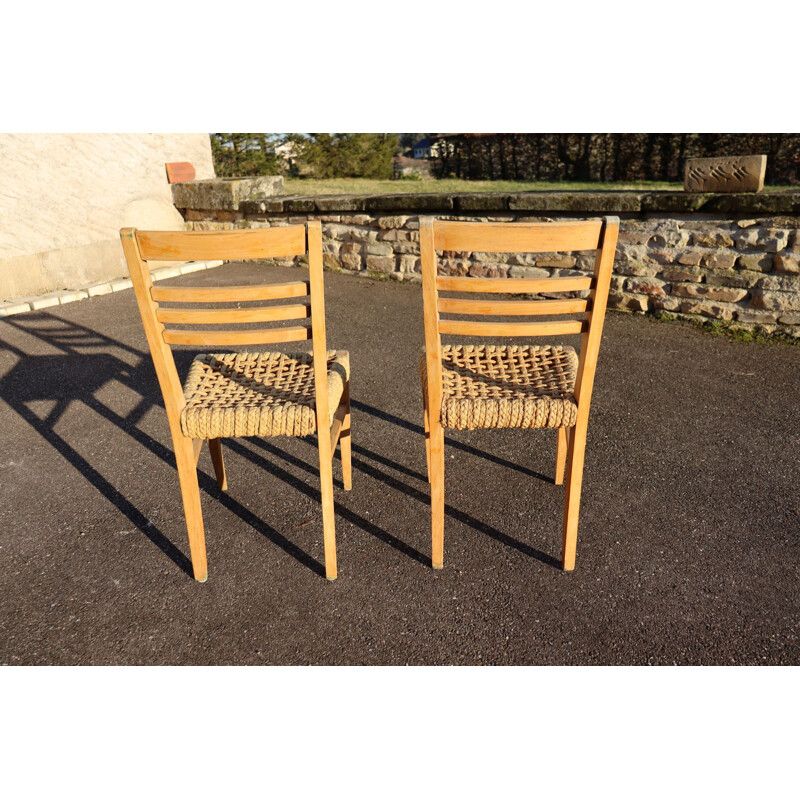 Pair of vintage chairs by Audoux Minet, 1950