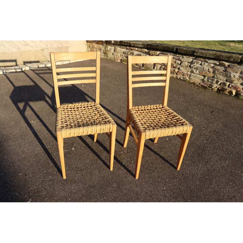 Pair of vintage chairs by Audoux Minet, 1950