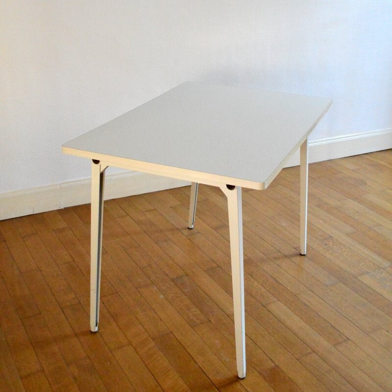 Industrial Ahrend de Cirkel table in grey formica and metal, Friso KRAMER - 1950s