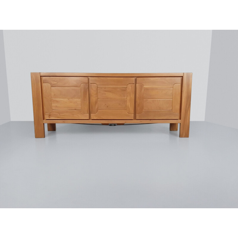 Enfilade vintage en orme brutal de Roland Haeusler pour Maison Regain France 1970