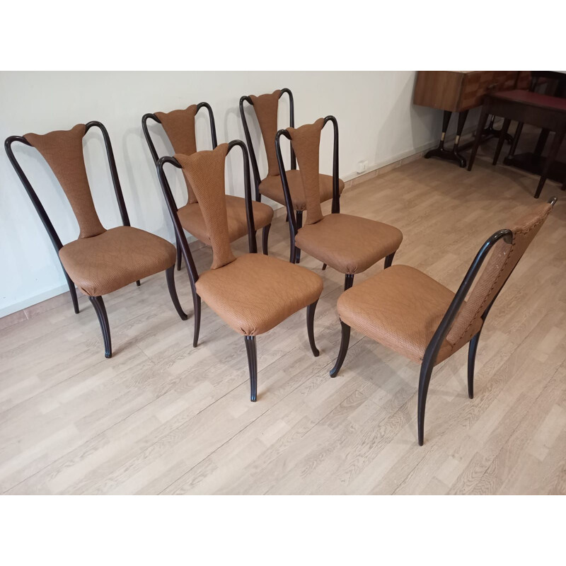 Set of 6 vintage chairs by Vittorio Dassi, Italy 1950s