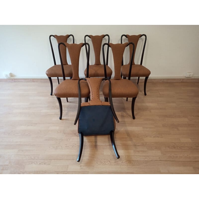 Set of 6 vintage chairs by Vittorio Dassi, Italy 1950s