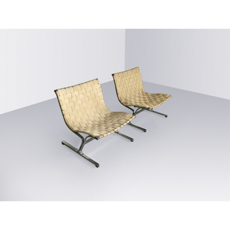 Paar Vintage-Lounge-Sessel PLR1 Luar von Ross Littell für das ICF De Padova Italien 1960