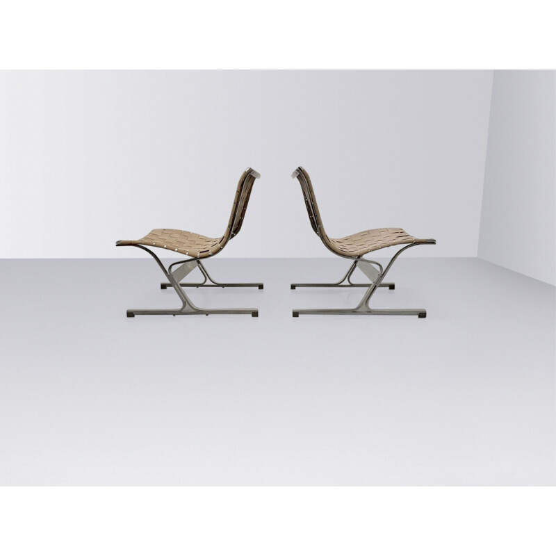Pair of vintage PLR1 Luar lounge armchairs by Ross Littell for ICF De Padova Italy 1960