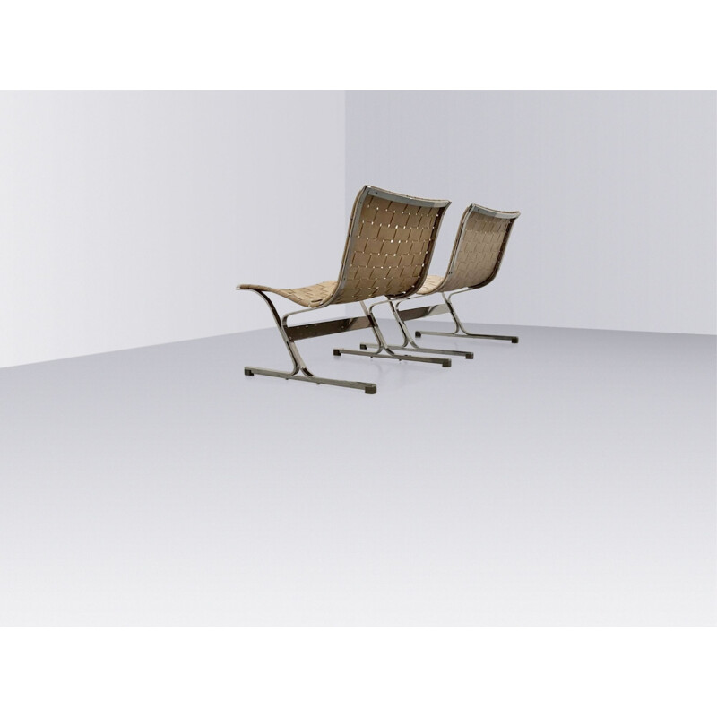 Paar Vintage-Lounge-Sessel PLR1 Luar von Ross Littell für das ICF De Padova Italien 1960