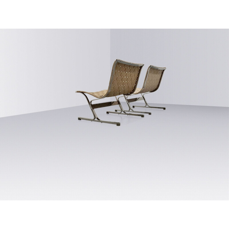 Pair of vintage PLR1 Luar lounge armchairs by Ross Littell for ICF De Padova Italy 1960