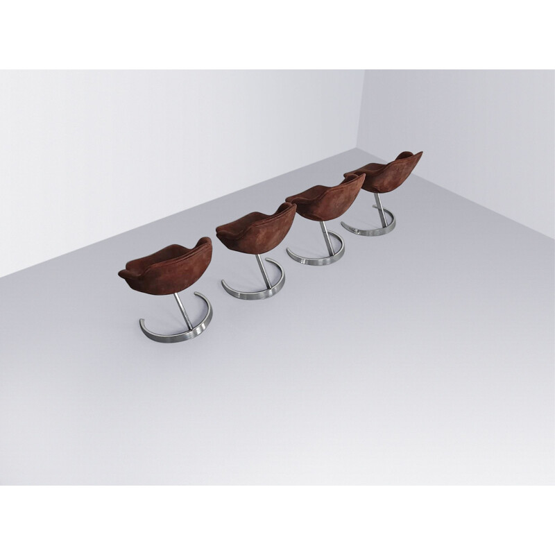 Set of 4 vintage Scimitar dining chair by Boris Tabacoff for Mobilier Modulaire France 1970s