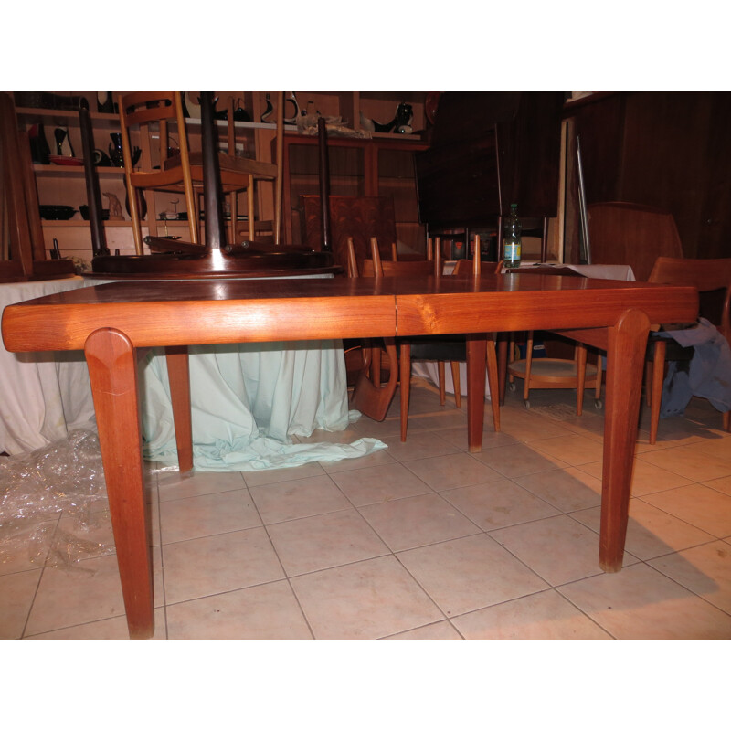 Large extendable dining table in teak, Ejvind A.JOHANSSON - 1960s